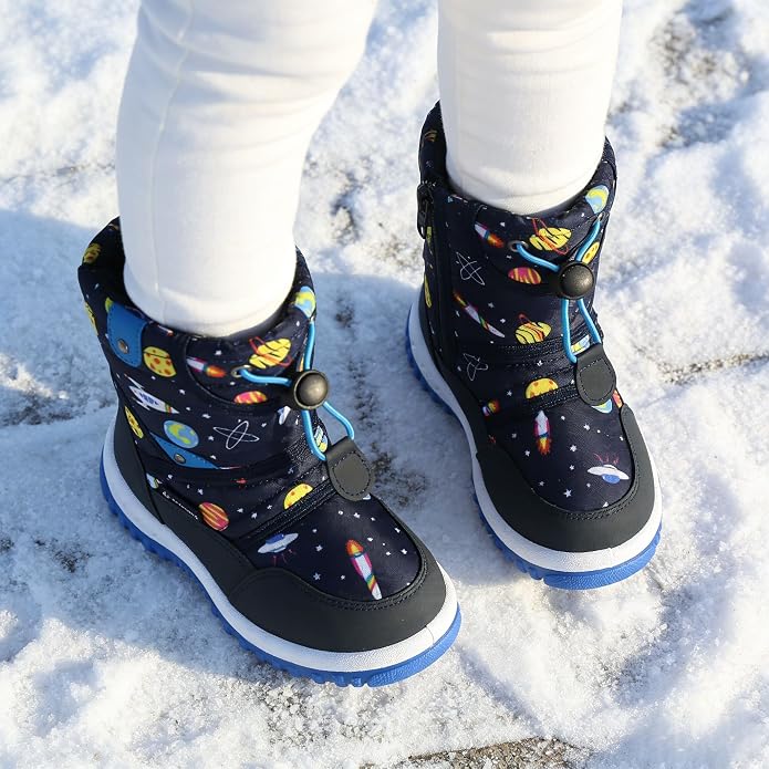 CIOR Winter Snow Boots for Boy and Girl Outdoor Waterproof with Fur Lined(Toddler/Little Kids)