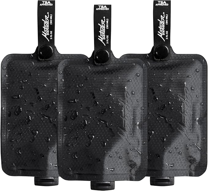 Matador Toiletry Bottles - 3 OZ Travel Bottles for Toiletries; TSA Approved Toiletry Pouches with Labels; Refillable Travel Pouch; Containers for Creams, Gels, Pastes, and Liquids