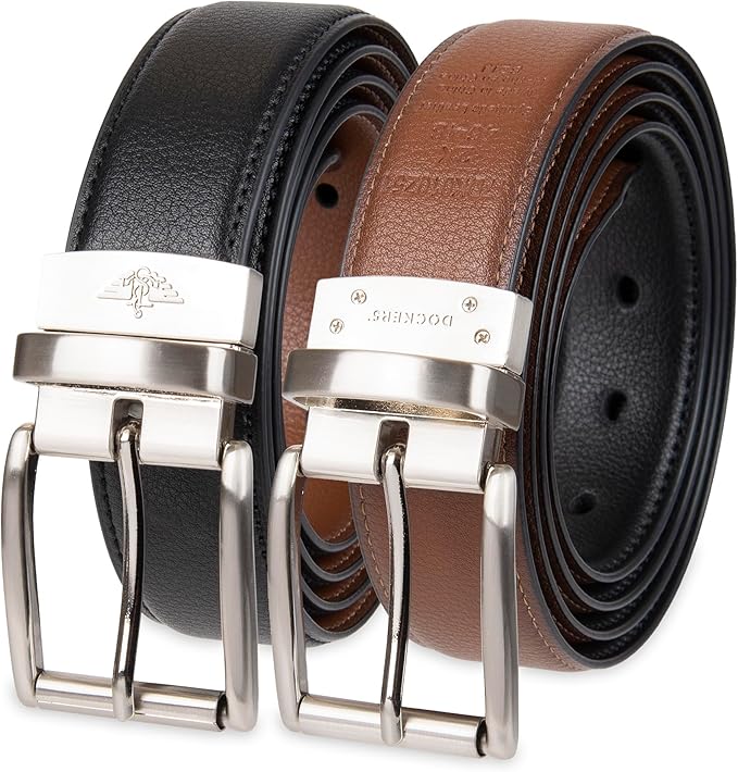 DOCKERS Men's Two-in-one Reversible Rotative Buckle Everyday Casual Dress Belt (Regular and Big & Tall Sizing)