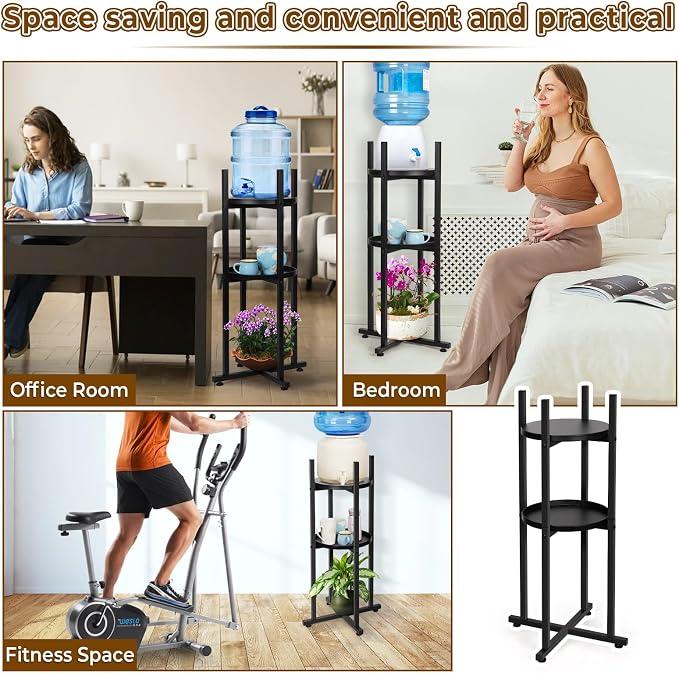 Water Dispenser Stand 5 Gallon Water Jug Stand Sturdy Water Stand(32.8" Hight-11.2" Wide) Water Jug Stand with 2 Round Shelfs for 1-5 Gallon Water Bottles/Crocks, Water Jug and Plant Stand