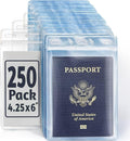 EcoEarth 4x6 Inch Passport & Card Holders with Soft Edge (Clear, 250 PK) - Extra Large (XXL) Vertical ID Holder - Resealable and Waterproof Identification Name Card Holder