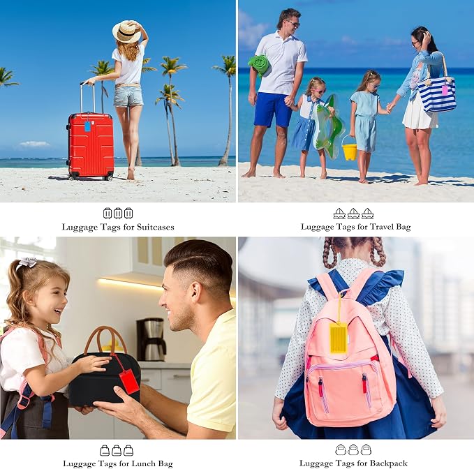 10 Pack Luggage Tags for Suitcases, Airplane Travel Essentials for Flying, International Travel Must Haves, and Luggage Accessories by Sodsay