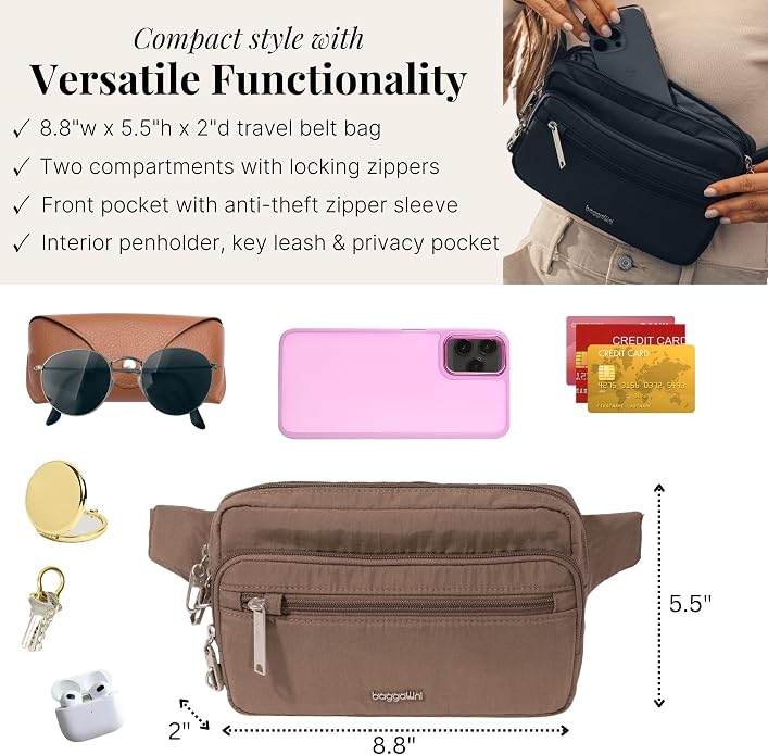 Baggallini Securtex Anti-Theft Belt Bag
