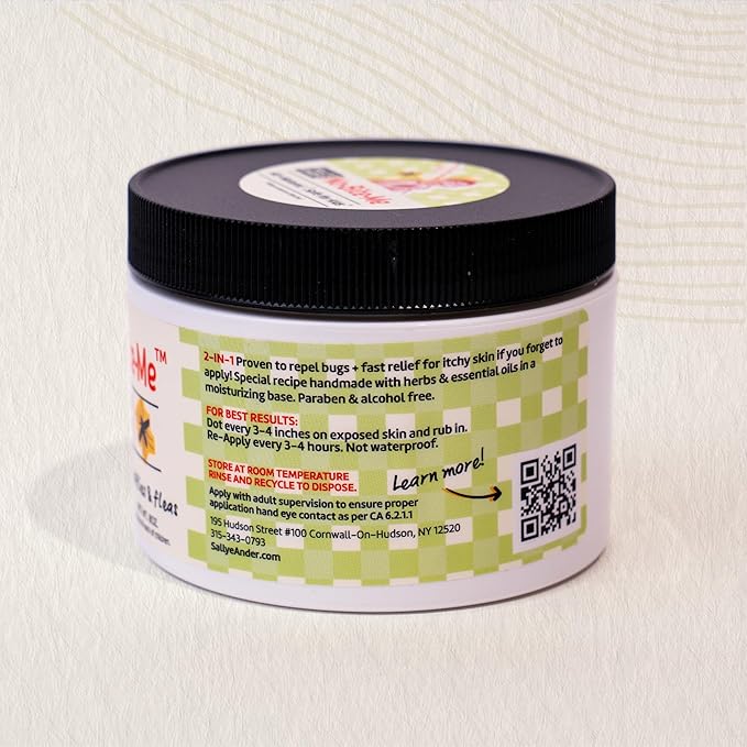 SALLYEANDER No Bite Me Natural Bug & Insect Repellent Lotion - DEET-Free Anti-Itch Cream - Safe for Kids, Infants & Adults - Repels Mosquitoes, Black Flies, and Fleas - Made in USA, 8oz