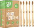 VIVAGO Bamboo Toothbrushes Bulk Soft Bristles (50 Pack) - Eco-Friendly, Natural Wooden Toothbrush