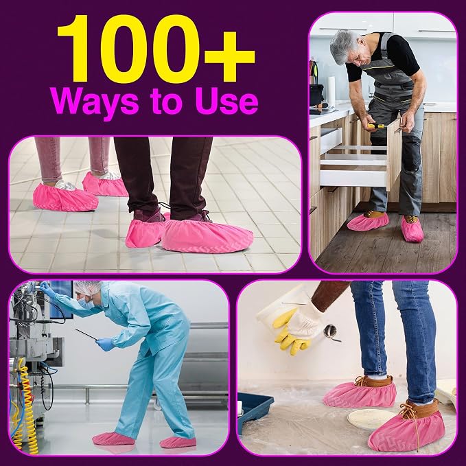 Blue Shoe Guys Premium Disposable Boot & Shoe Covers Booties | 100 Pack | Durable, Non-Slip, Non-Toxic, Water Resistant, Recyclable Protectors for Indoor & Outdoor | Large Size Fits Most Shoes