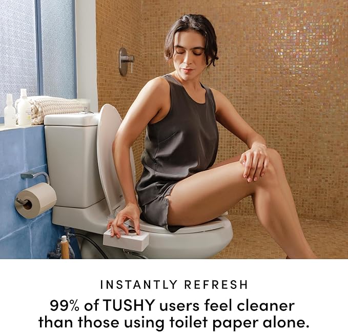 TUSHY Classic 3.0 Bidet Toilet Seat Attachment - a Non-Electric Self Cleaning Water Sprayer with Adjustable Water Pressure Nozzle, Angle Control & Easy Home Installation (Brushed Nickel)