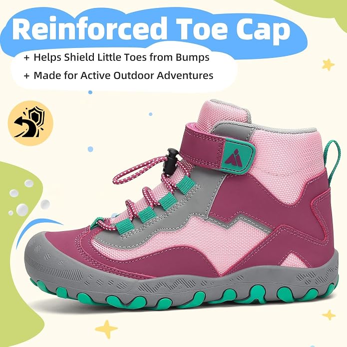 Mishansha Kids Water Resistant Hiking Boots, Boys Girls Anti Collision Anti-Skid Athletic Outdoor Adventure Trekking Shoes