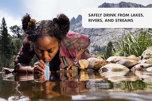 LifeStraw Peak Series - Personal Water Filter Straw for Backup Filtration, Emergency, Survival, and Ultralight Hydration, Mountain Blue, 2 Pack