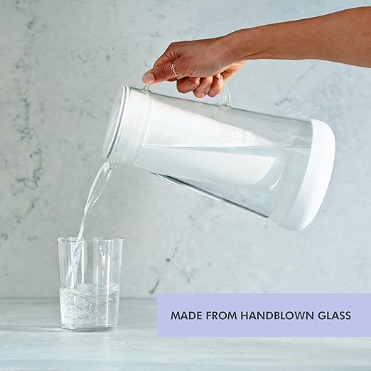 LifeStraw Home-Water Filter Pitcher, 7-Cup, Glass with Silicone Base,White,for Everyday Protection Against Bacteria, Parasites,Microplastics, Lead, Mercury, PFAS and a Variety of Chemicals (Pack of 6)