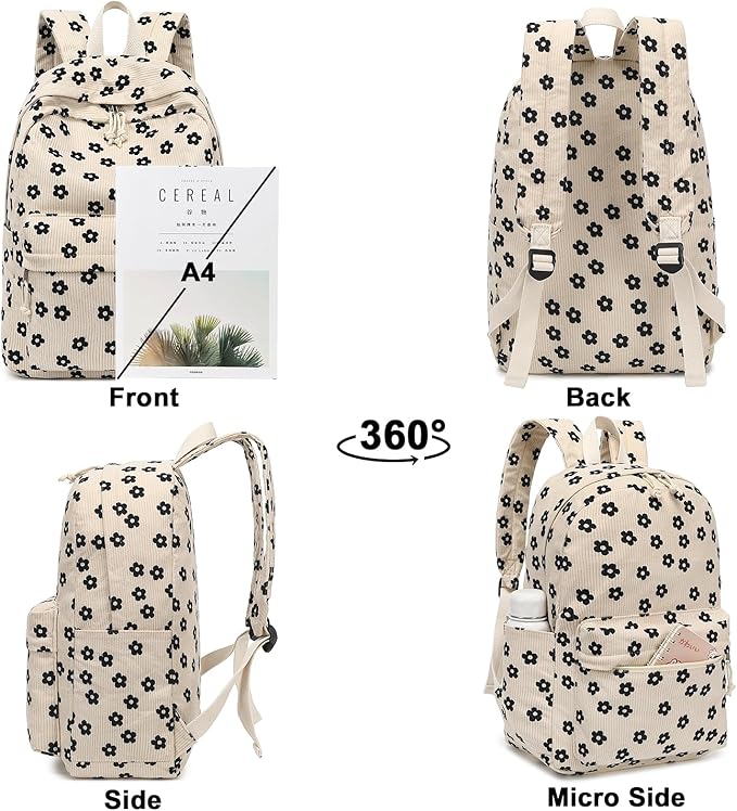 Bluboon School Backpack for Teen Girls Bookbags Elementary High School Corduroy Laptop Bags Women Travel Daypacks