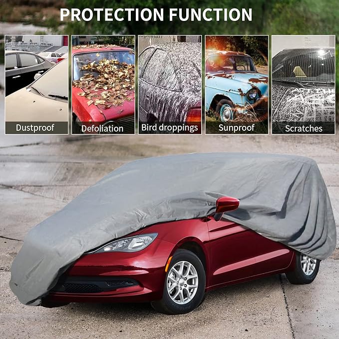 Leader Accessories Mini Van Car Covers for Automobiles All-Weather Limited Waterproof, Breathable Full-Exterior Covers for Indoor and Outdoor Use, Fits 190"-208"
