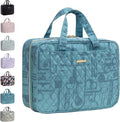 Everfun Travel Toiletry Bag with Hanging Hook and Leakproof Wet/Dry Compartments, Large Capacity Makeup Cosmetic Organizer for Women, 12x9x4.5 Inch, Cyan Blue