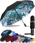TUMELLA Strongest Windproof Travel Umbrella (Compact, 100MPH Wind-Tested), Light, Portable, One-Handed Use, Automatic Folding Rain Umbrella, Durable, Premium Grip, Fits Car & Backpack