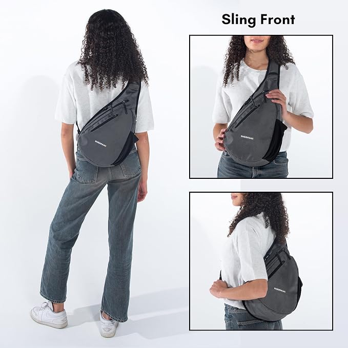 Sherpani Esprit, Anti Theft Sling Bag, Right-Handed Sling Purse, 10L Travel Bag, Crossbody Backpack, Travel Gift, Fits 10 Inch Tablet (Granite)
