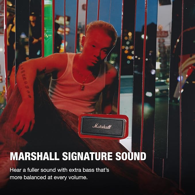 Marshall Emberton III Portable Bluetooth Speaker - Rugged Waterproof/Dust-Proof Design | Loud Stereo Sound, Deep Bass | Compact and Wireless for Travel and Outdoors - Black and Brass