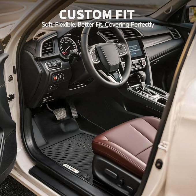 YITAMOTOR Floor Mats Fit for Honda Accord 2018-2022, TPE All Weather Custom Floor Liners 1st & 2nd Row, Black