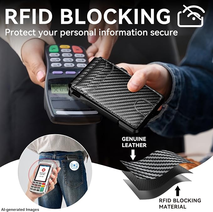 furid Smart Wallet For Men Slim: Rfid Minimalist Pop Up Wallets with Money Clip Metal Credit Card Holder - Gifts for Husband Father at Birthday Anniversary