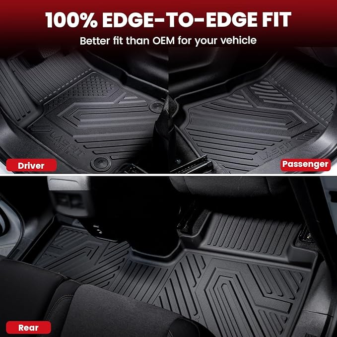 LASFIT Floor Mats & Backrest Mats & Cargo Mat for Hyundai Palisade 7/8 Seats 2026 (Only Fit Hybrid, Not Fit Gas), All Weather TPE Custom Fit Floor Liners Full Set Car Mats Accessories, Black