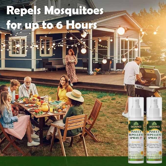 Mosquito Repellent Spray for Body, Natural Bug Spray Travel Size, Plant-Based Ingredients, DEET-Free, Insect Repellent Spray for Skin 4 Fl Oz, 2 Pack