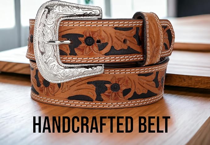 F&L CLASSIC mens Western full grain Leather belt Strap w/Snaps for Interchangeable Buckles, USA,