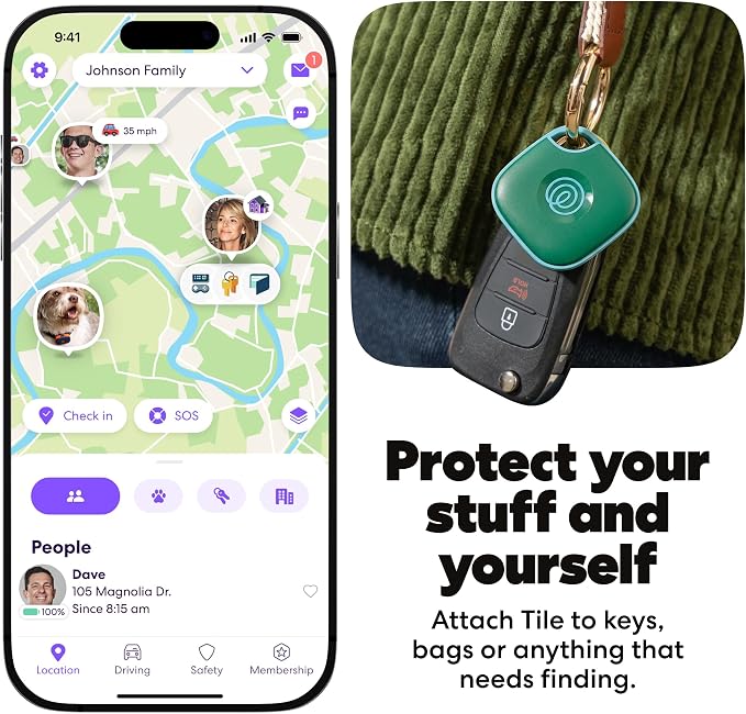 Tile by Life360 Mate Bluetooth Tracker, Keys Finder and Item Locator for Keys, Bags and More. Phone Finder. Both iOS and Android Compatible. 1-Pack (Green Surf)