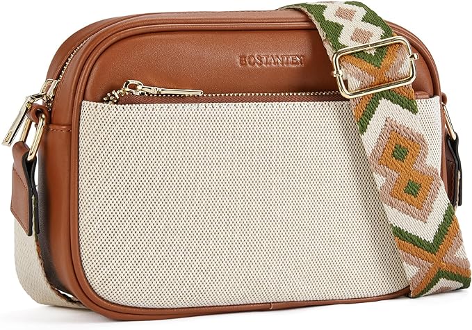 BOSTANTEN Quilted Crossbody Bags for Women Vegan Leather Purses Shoulder Handbags with Wide Strap