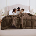 Bedsure Comforter Duvet Insert - Quilted Comforters Oversized King Size, All Season Duvet, GentleSoft Down Alternative Bedding, with 8 Tabs, Gifts for Women/Men, Brown, Oversized King 116 x 98 Inches