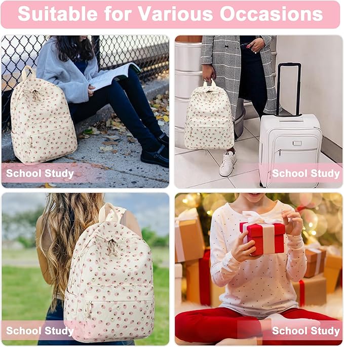 Bluboon School Backpack for Teen Girls Bookbags Elementary High School Corduroy Laptop Bags Women Travel Daypacks