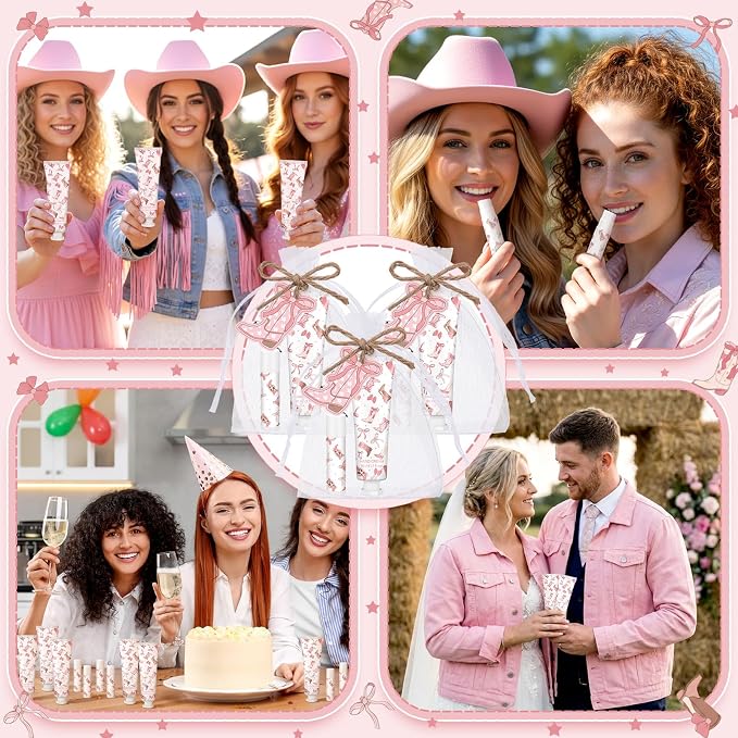 24 Sets Coquette Cowgirl Hand Cream and Lip Balm Cowgirl Party Gifts Bow and Boot Baby Shower Favors for Guest Bow and Boots Travel Size Hand Lotion and Lip Balm Bulk Birthday Party Supplies