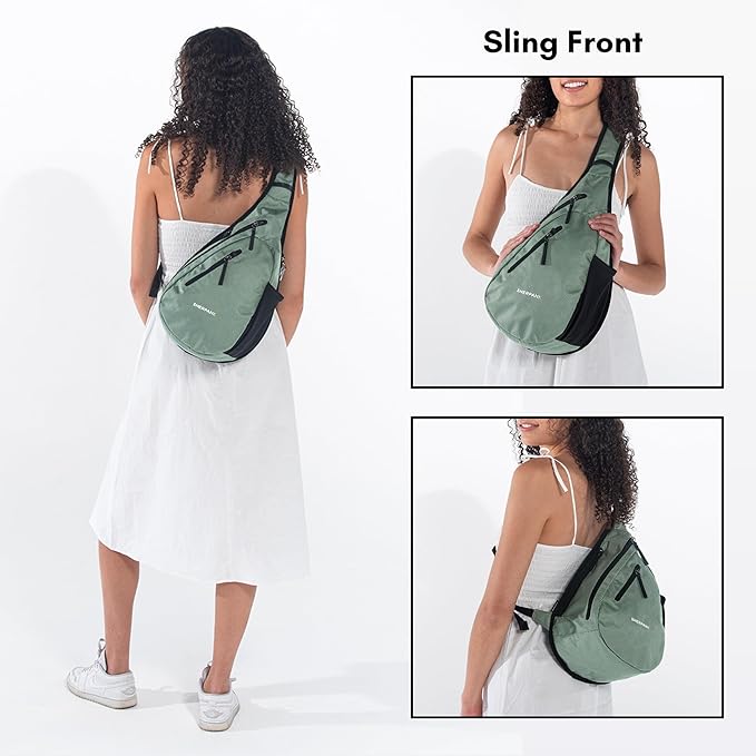 Sherpani Esprit, Anti Theft Sling Bag, Right-Handed Sling Purse, 10L Travel Bag, Crossbody Backpack, Travel Gift, Fits 10 Inch Tablet (Aloe Mist)