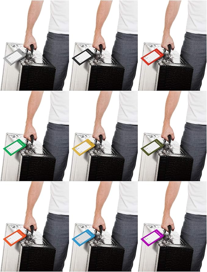 Luggage Tags Business Card Holder by TUFFTAAG - Durable Travel ID Bag Tag, Green, 6 Tags