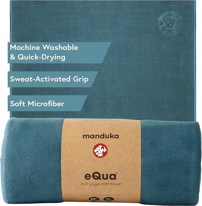Manduka eQua Hot Yoga Mat Towel - 71" | Rapid Moisture Activated Grip | Ultra Soft Microfiber | Quick Dry | Lightweight, Travel Friendly Mat Layer | 71 x 24 inches | Sage Solid