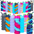 Sunnyray 20 Pack Collapsible Water Bottles Bulk Foldable Water Bottles 17oz Silicone Portable Leak Proof Reusable Sports with Clip for Travel Hiking Camping Outdoor (Camouflage)