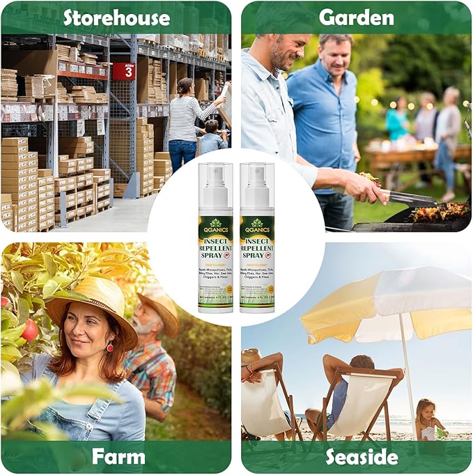 Mosquito Repellent Spray for Body, Natural Bug Spray Travel Size, Plant-Based Ingredients, DEET-Free, Insect Repellent Spray for Skin 4 Fl Oz, 2 Pack