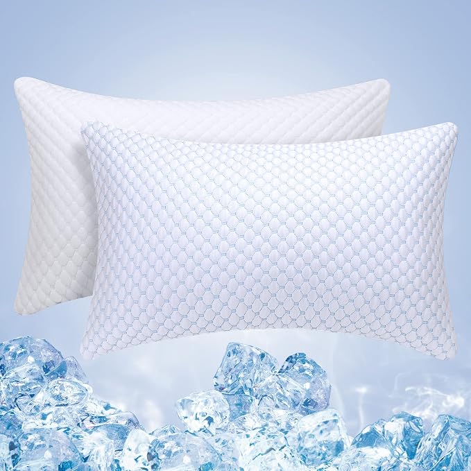 OSBED Shredded Memory Foam Pillows Standard Size Pack of 2 | Neck pain relief, supportive, odorless, cooling pillow, adjustable, washable, CertiPUR-US hypoallergenic adult pillow
