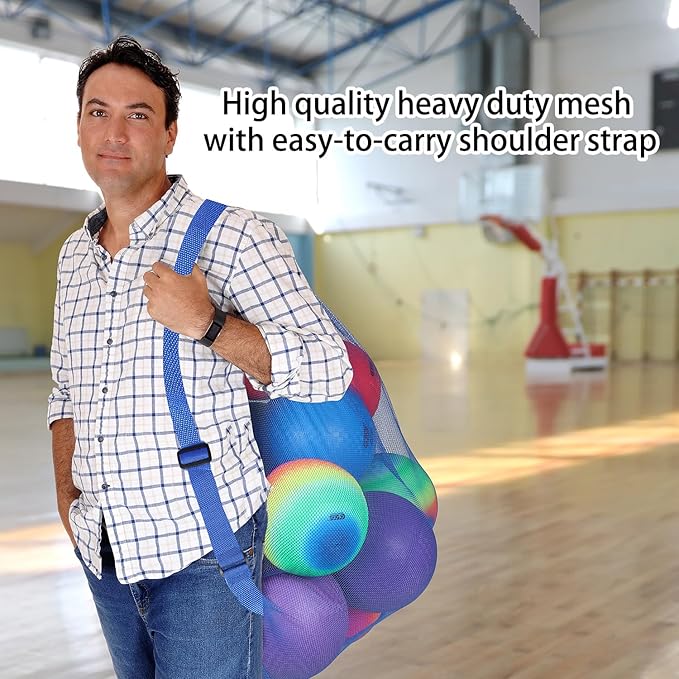 GSE Games & Sports Expert 24x36/30x40 X-Large Mesh Sports Equipment Drawstring Bag for Soccers, Basketballs, Footballs