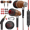 Symphonized Wired Earbuds 3.5mm Jack – Wooden Earphones with Mic & Volume Control, Plug In Ear Headphones Wire, Corded Ear Buds Wired Earbuds with Microphone for Computer, Laptop & Phone with Aux Cord