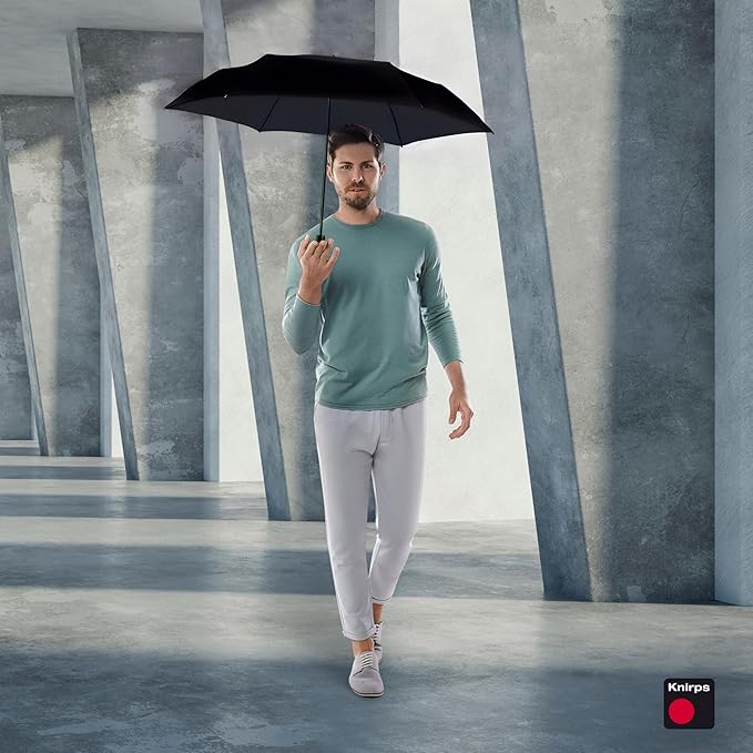Knirps AS.050 Slim Manual Folding Rain Umbrella – 38" Canopy for Rain, Travel Case Included