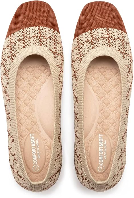 Frank Mully Women's Flats Square Toe Flats Comfortable Slip on Washable Ballet Flats Shoes for Women Dressy Work