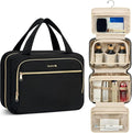 Hanke Hanging Travel Toiletry Bag for Women, Water-Resistant Makeup Organizer with Hook, Cosmetic Bag for Bathroom & Travel Essentials Accessories, Black