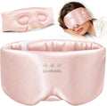 LC-dolida 3D Silk Bluetooth Sleep Mask, Mulberry Silk Sleep Mask with Bluetooth Headphones, Bluetooth Eye Sleep Mask for Side Sleepers, Total Blackout Bluetooth Eye Mask for Women Men, Pink