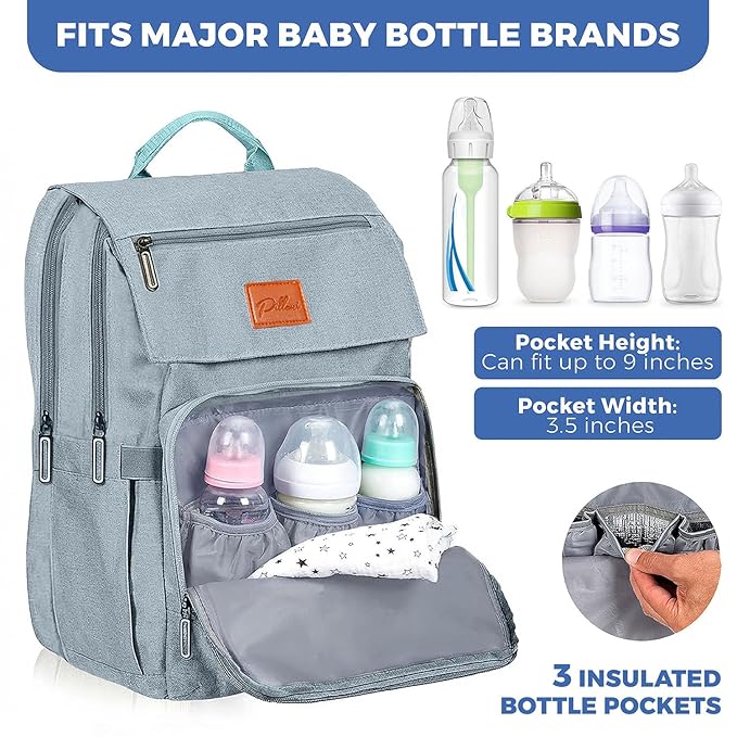 Baby Shower Gifts Diaper Bag Backpack - Large Capacity Baby Bag Backpack, Wide Opening & Easy Access Stylish Baby Diaper Bag - Waterproof, Durable, Travel-Friendly Organizer w/ Foldable Changing Pad