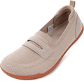 WHITIN Women's Round Toe Slip On Penny Loafers | Wide Barefoot Flats with Breathable Knit