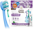 GuruNanda 6-in-1 Ready-to-Go Disposable Toothbrush, Pre-Pasted Butter on Gums Softex Bristles, Floss & Toothpick, Tongue & Cheek Cleaner, Individually Wrapped & TSA Friendly, 21 Ct