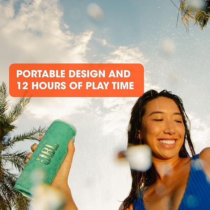 JBL Flip 6 - Portable Bluetooth Speaker, powerful sound and deep bass, IPX7 waterproof, 12 hours of playtime, JBL PartyBoost for multiple speaker pairing for home, outdoor and travel (White)