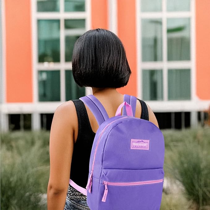 Trail maker Classic 17 inch Backpacks with Adjustable Padded Straps | School Backpacks for Girls, Boys (Purple)