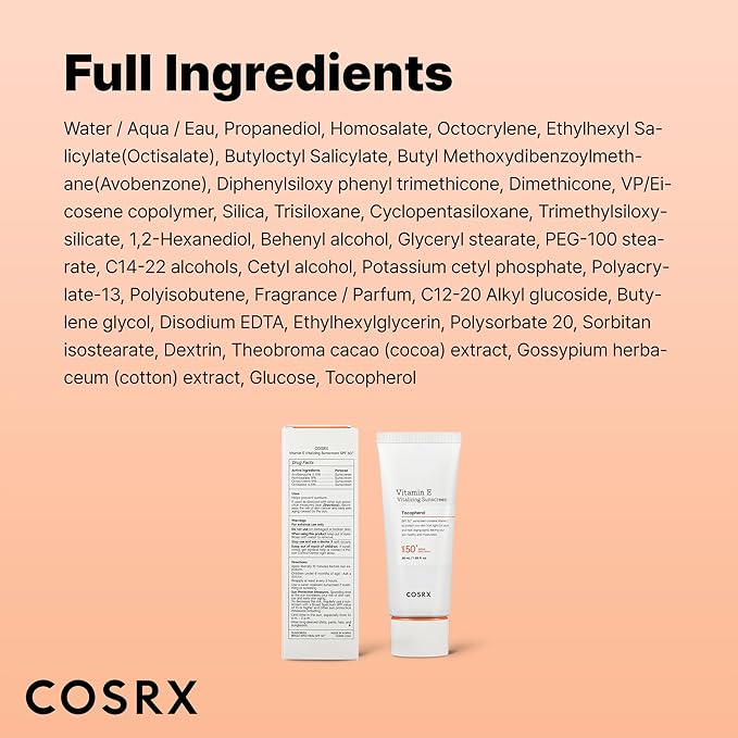 COSRX Vitamin E Sunscreen & Airy Light Clear Sunscreen Stick with Free Keyring, Amazon Exclusive, Korean Sunscreen, Beach Essentials, Travel Essentials, Korean Skincare Set Mothers Day Gifts for Woman