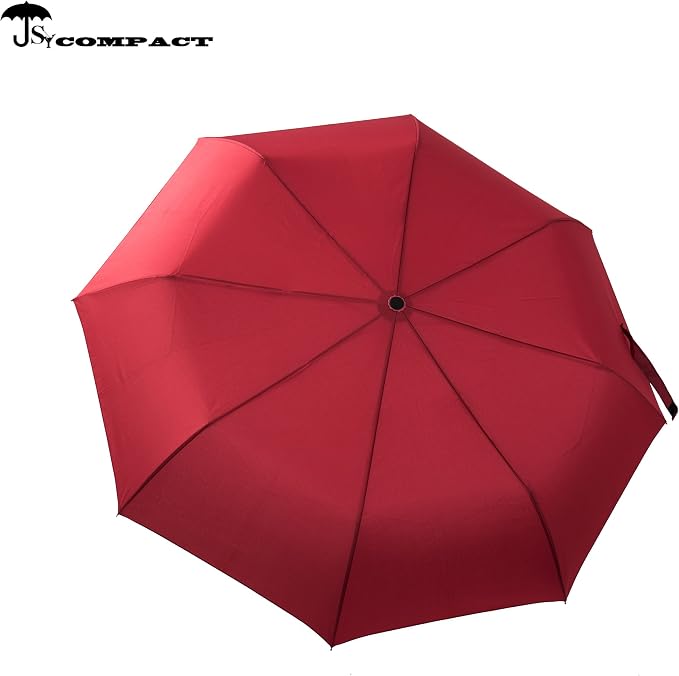 SY COMPACT Travel Umbrella - Windproof Automatic Compact Umbrella for Rain, Lightest 8-Rib, Small, Strong & Portable, Durable Grip, Fits Backpack & Car, Factory Direct (UV Available)