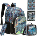 School Backpack for Boys Kids Backpack for Boys Primary School Daypack Schoolbag with Lunch Bag Pencil Case Lightweight Travel Bookbag for Kids Birthday Christmas Gift
